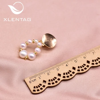 XlentAg Originálny Dizajn Prírodné Sladkovodné Perly Drop Náušnice Pre Ženy Klip Na Earings Priateľstvo Darček Klasické Šperky GE0921B