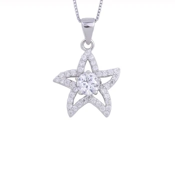 925 Sterling Silver Veľké Perly, Duté Star Náhrdelník Pre Ženy Duté Crystal Hviezdice Prívesky Módne Šperky Dary
