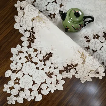 Stolové prestieranie a obrusy kvetinové výšivky moderný luxus pre domáce dekorácie jedálenský stôl kávu, čaj stôl kryt dráha