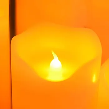 Sada 3 diaľkové ovládanie LED Flameless Pilier Sviečka, lampa Parafín Zvlnený Okraj 7,5 CM(Dia.) Bar Domov Svadobné dekor 10/12.5/15 CM