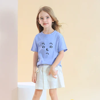 Deti T-shirts Letné Baby Chlapci, Dievčatá Unisex Krátke Rukáv Harajuku Zábavné Japonský List Prejavu, Tlače Bavlna Topy Deti