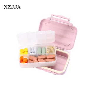 XZJJA Prenosné 8 Mriežky Úložný Box Mini Double Layer Zaradenie Lieku Vzduchotesnej Nádobe Cestovať Domov Troche Tabletky Organizátori