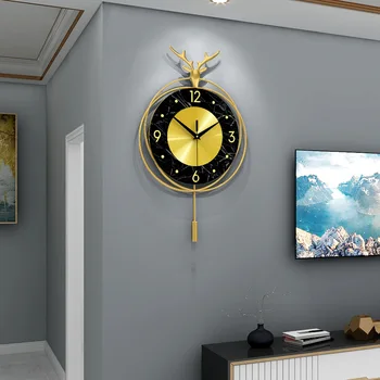Nordic luxusnom štýle hodiny, obývacia izba, spálňa módne tvorivé jeleň hlavu nástenné hodiny domáce dekorácie osobnosti hodiny