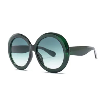 Nové Nové Módne Okrúhle Slnečné Okuliare Ženy 2019 Vintage Značky Dizajnér Zelená Čierna Nadrozmerné Rámy Zrkadlo Odtiene Žena Uv400