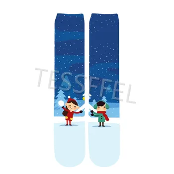 Tessffel Vianočné Oblečenie Nové Módne pánske a dámske Bavlnené Ponožky Jesenné a Zimné Rekreačné Dlhé Ponožky, Športové Ponožky Style2