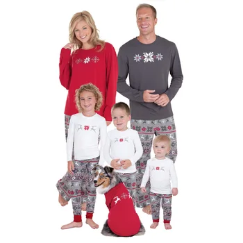 Vianočné Otcovstva vyhovovali Pohodlné bežné Pulóver top elk tlač nohavice Rodiny Pyžamo oblek