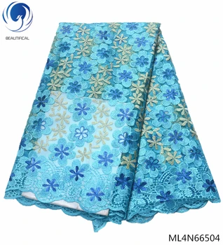 Beautifical afriky tkaniny nigérijský čipky tkaniny s kamienkami francúzskej čipky a tylu tkaniny pre ženy šaty 5yards/veľa ML4N665