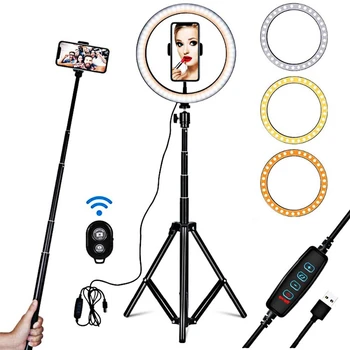 8 Palcový Selfie Krúžok Svetlo s Nastaviteľným Statív Stojí a Bluetooth Diaľkové Ovládanie pre Fotoaparát, Fotografie, Video