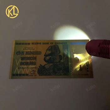 Lacné Doprava 300pcs/veľa 100 Biliónov Dolár Zimbabwe Bankoviek Zlatej Fólie Bill Poznámka pre hranie peniaze suvenír zber