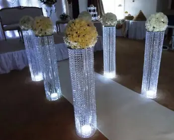 Nové! Vysoký akryl crystal gold/sliver, kovový svietnik držiak pre svadobné poschodí dekorácie