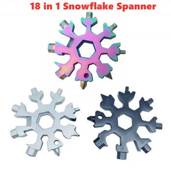 18 V 1 Snowflake Multi Pocket Tool Keyring Krúžok Na Kľúče Hex Kľúča Multifunkčné Viacúčelové Tábor Prežiť Vonkajšie Túru