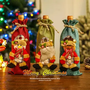 Vianočné Fľaša Vína Kryt Šťastné A Veselé Vianoce, Výzdoba Pre Domáce Vianočné Tabuľka Dekor Vianočný Darček Šťastný Nový Rok 2021 Domova