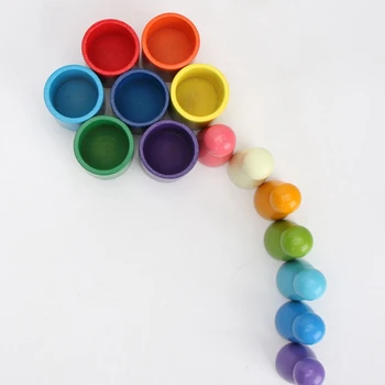 15Pcs/Set Deti Drevené Rainbow Bloky Rainbow Drevené Gule Bábiky pre Deti, Vzdelávacie Hračka