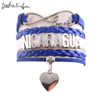 Malý MingLou Nekonečno lásky krajiny, Nikaragua srdce Kúzlo Náramok kožený zábal mužov náramky & prívesky pre Ženy šperky