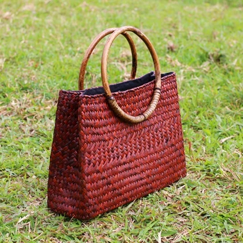 2020 nové Thai verzia kabelka voľný čas cestovanie plážová taška žien taška čisto prírodné morské riasy, ručne tkané taška
