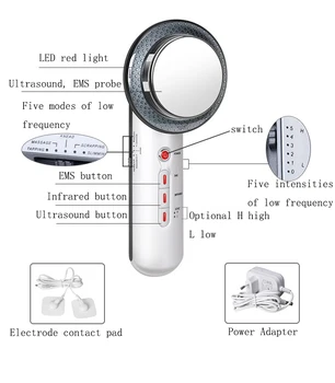 3 v 1 krásy nástroj ultrazvukové LED micro elektrické EMS import 40K ultrazvuk import ručný nástroj chudnutie