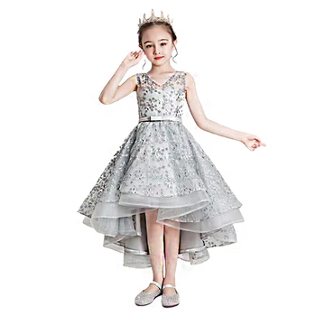 Elegantné Party Girl Kostým Kvet Dievčatá Svadobné Šaty na rok 2020 NOVÉ Deti tvaru Výšivky Organza Čipky Dlhé Večerné Šaty