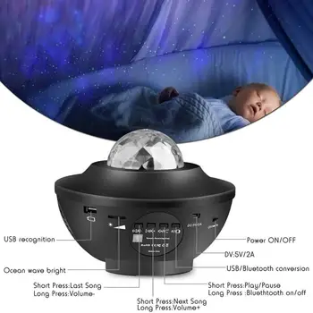Vodné Vlny LED Projektor Svetlo Blueteeth USB Hlasové Ovládanie Hudobného Prehrávača LED Nočné Svetlo Romantický Projekčnej Lampy Darček k Narodeninám
