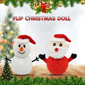 Mini Plyšové Hračky Obojstranný Prenosné Reverzibilné Flip Darček Simulácia Mäkké Domov Roztomilé Vianočné Bábika Funny Snowman Deti Deti