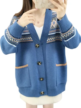 Cardigan sveter kabát žena voľné lenivý vietor jeseň a zimu 2020 nový kórejský módne kúzlo farieb svetlé hodváb pletený sveter