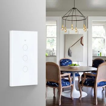 Bezdrôtové diaľkové ovládanie wall prepnite položku WiFi smart light switch sklenený panel dotykový displej, hlasová, 4-Gang pracovať s Alexa Domovská stránka Google