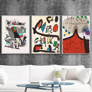 Maliarske Plátno Vytlačí Domova Wall Art Modulárny Španielsky Joan Miro Obrázky Akvarel Nordic Štýl Plagát Pre Deti Izba
