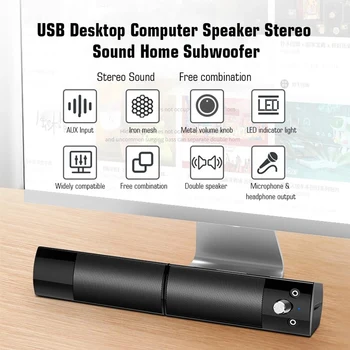 V-117 USB Stolný Počítač Reproduktor, Stereo Zvuk Domov Subwoofer Mini Reproduktor s priemerom 3,5 mm, o Konektor na DVD, TV, PC, Notebook