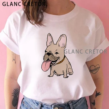 2021 Móde Tričko Tee Tričko Roztomilý Pug kórejský Módne Oblečenie Nový Príchod Ženy T-shirt Kawaii Biele Tričko