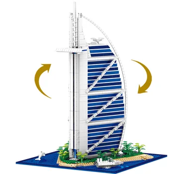 Slávny Architektúry Budovy Série Burj Al Arab Hotel Vzdelávacie Stavebné kamene, Tehly Vianočné Darčeky pre Deti