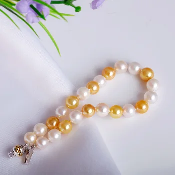 YS Japonské Morské umelo Pestované Perly náramok Šperky 6-7mm Biela Akoya Perly Náramok Pre Ženy
