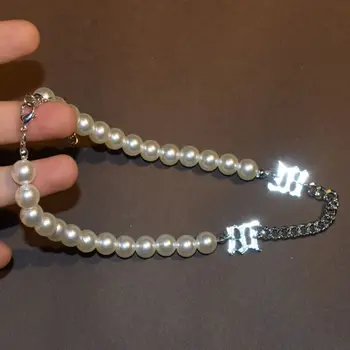 2 ks Ženy White Pearl Metal Choker Náramok, Náhrdelník Vyhlásenie Šperky Set