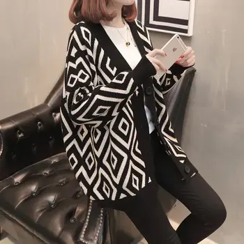 2021 Ženy 's kórejský Štýl Pribrala Lady 's Sveter Cardigan Kabát Ženy 's Jeseň Voľné Sveter Top Fashion