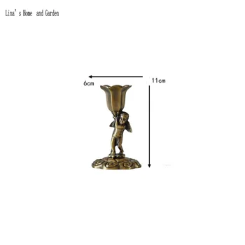 Anjel dizajn antique brass pilier svietnik