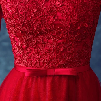 2017 nový príchod zásob materskej plus veľkosť svadobné šaty tehotné večerné šaty tmavo červenej krajky sexy hafl rukáv dlhý jednoduché 9601q