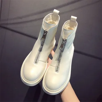 2020 Nové príležitostné dámske topánky zimné hot Originálne kožené dámske topánky módny trend pohodlné mäkké wild teplé krátkej trubice topánky