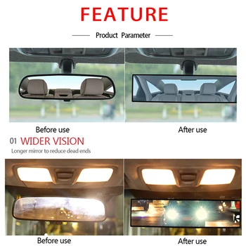 Auto Reflexné Objektív Anti-glare širokouhlý Povrchu Modré Zrkadlo na Spätné Zakrivené plochy Zrkadlá Auto Spätné Zrkadlo Interiéru