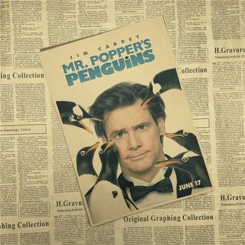 Pán Poppers Penguins Jim Carry Film Kraft Papier Plagát, Bar, Obývacia Izba, Jedáleň Stenu Dekoratívne Maľby