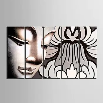 2017 Top Fashion Obmedzené 5 Panely Nastaviť Ručne Maľované Moderných Pre Buddha Olejomalieb Na Plátne Vysokej Kvality, Sochy, Maľby Lotus