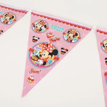 Minnie Mouse Dievčatá Happy Birthday Party Dekorácie Riad Nastaviť Svadobné Party Dodávky Pohár Doska Banner Slamy Korisť Taška Priazeň