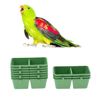 10x Vták Papagáj Potravín Kŕmenie Misy Klietky, Plastové Závesné Vtáčie Krmítko