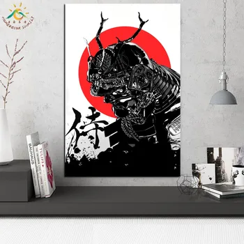 Black Japonsko Samuraj Moderné Plátno Umenie Výtlačkov Plagát Nástenné Maľby Prejdite Kresby, Maľby Nástenné Art Obrázky Domáce Dekorácie