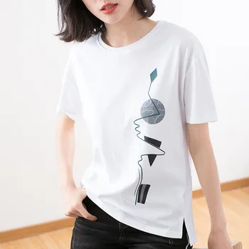 Camiseta Mujer 2020 Geometrické T Shirt Ženy Lete Žena Oblečenie Nové Print Plus Veľkosť T-Shirt Bavlna Dámske Topy Tee Tričko Femme