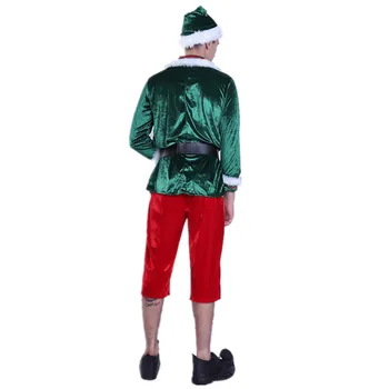 Nové -selling Vianoce, Karneval, Zelená Dlhým rukávom Elf Fáze Kostým Nastaviť pre Dospelých Santa Claus Role-playing Strany Kostýmy