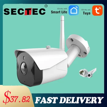 SECTEC 1080P IP66 Tuya P2P Inteligentný Život Nepremokavé Vonkajšie IP Kamery, WiFi, Bezpečnostné Kamery CCTV IČ Široký Uhol Kamery