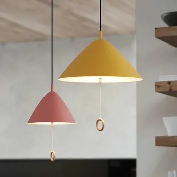 Nordic Minimalistický Lesk Svetiel Prívesok Modernej Reštaurácie Svetlo Spálňa Posteli detskej Izby Vytiahnuť Riadok Prepnúť závesné svetlo