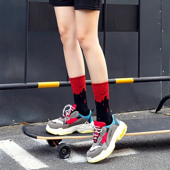 Horúce Módne Mužov a Žien Ponožky Bavlna Farba Čierna Magma Harajuku Roztomilý Zábavné Šťastný Skateboard Pôvodným Hip Hop Dievčatá Trubice Ponožky