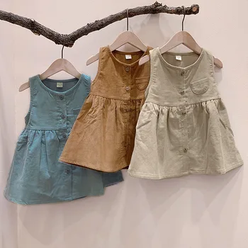 MILANCEL 2021 Jar Deti Oblečenie Singel svojim Šaty Pre Dievčatá bez Rukávov Deti Oblečenie