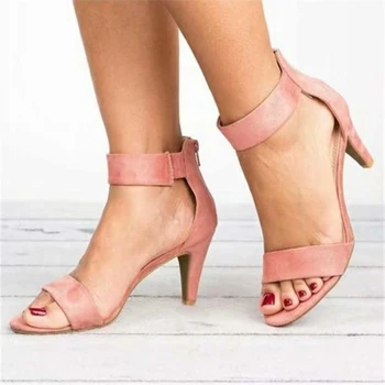 Ženy Sandále Otvorené Prst Letné Topánky S 5 CM Vysoké Podpätky Sandále Žena Plus Veľkosť 43 Tenké Päty Topánky Žena 2019 Sandalias