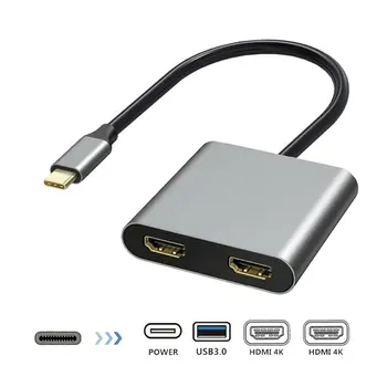 Ľahké Prenosné 4 v 1 USB Typu C, HDMI 4K VGA konektor USB 3.0 konektor pre Slúchadlá Hub Viacportová Adaptér USB-C Hub Adaptér