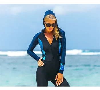 Pin ženy Wetsuits Jeden Kus Potápačský Oblek Dlhý Rukáv, Plavky, opaľovací Krém Spearfishing Surfovať Nosenie Ženských obleku Triatlone